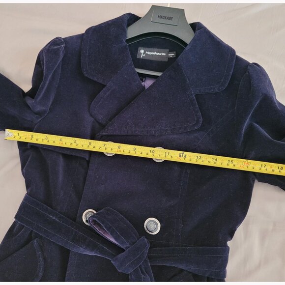 Navy Velvet Trench Coat / Jacket - Picture 4 of 9